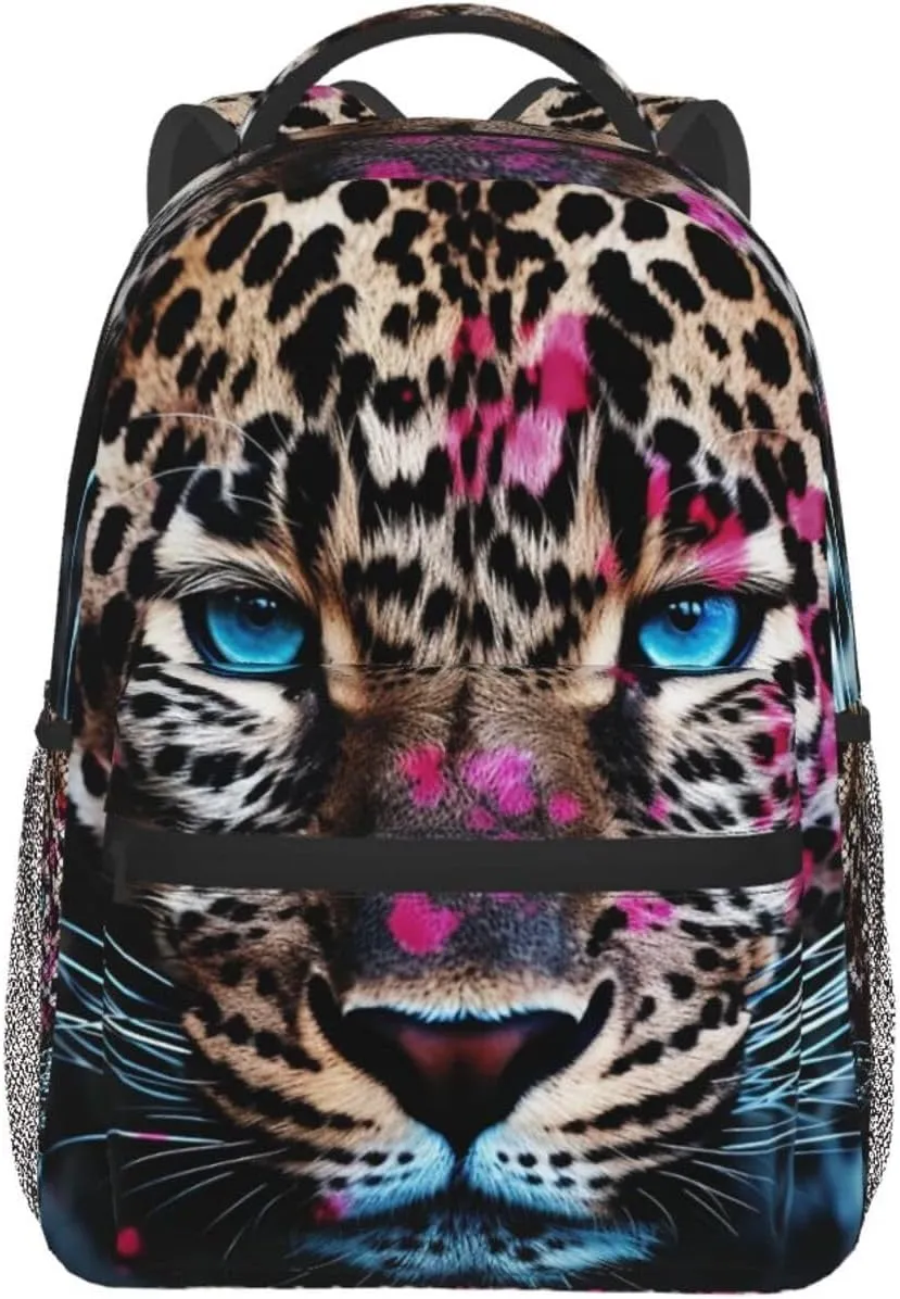 Laptop Backpack for Men Women Lightweight Travel Daypack Blue Eyed Leopard Backpack Rucksack for Work