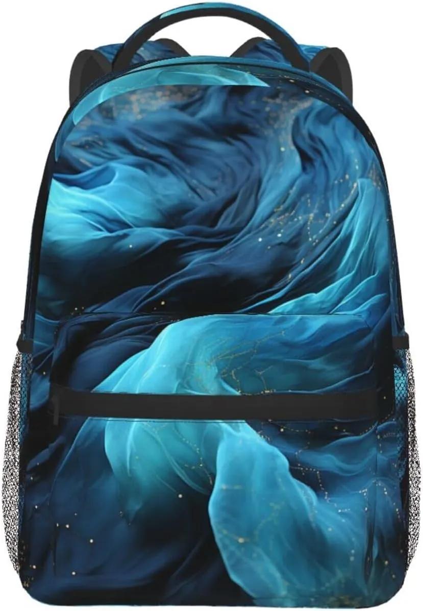 Laptop Backpack for Men Women Lightweight Travel Daypack Blue Fabric Backpack Rucksack for Work