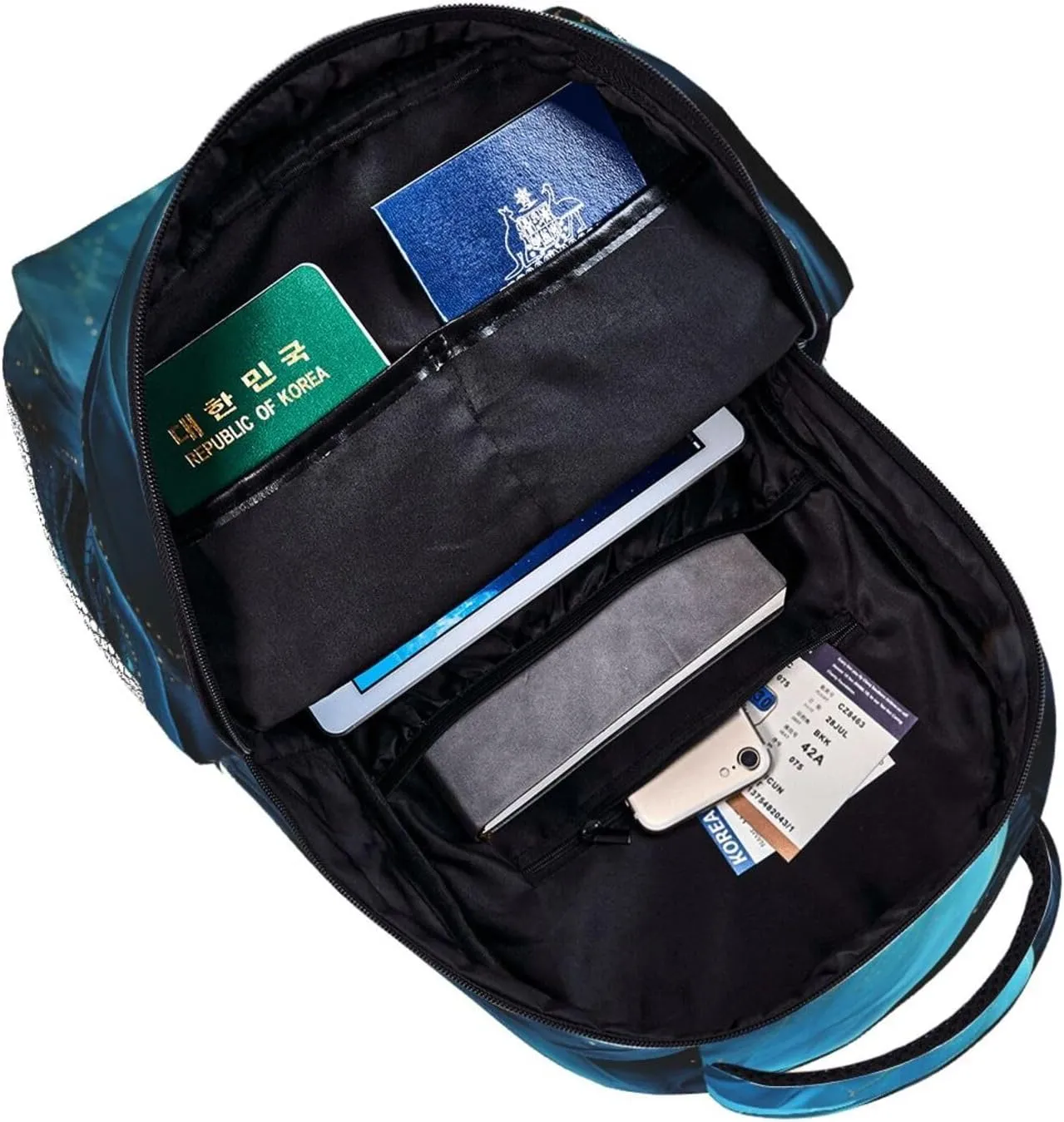 Laptop Backpack for Men Women Lightweight Travel Daypack Blue Fabric Backpack Rucksack for Work