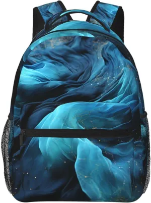 Laptop Backpack for Men Women Lightweight Travel Daypack Blue Fabric Backpack Rucksack for Work