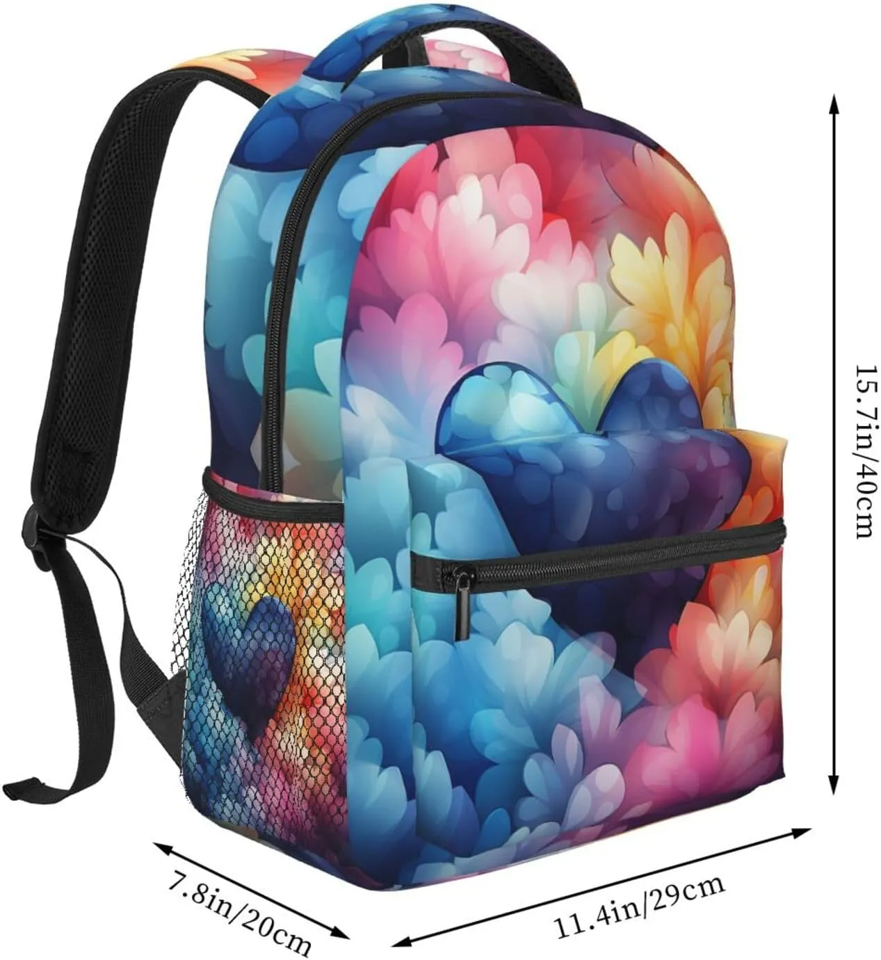 Laptop Backpack for Men Women Lightweight Travel Daypack Blue Love Heart Backpack Rucksack for Work