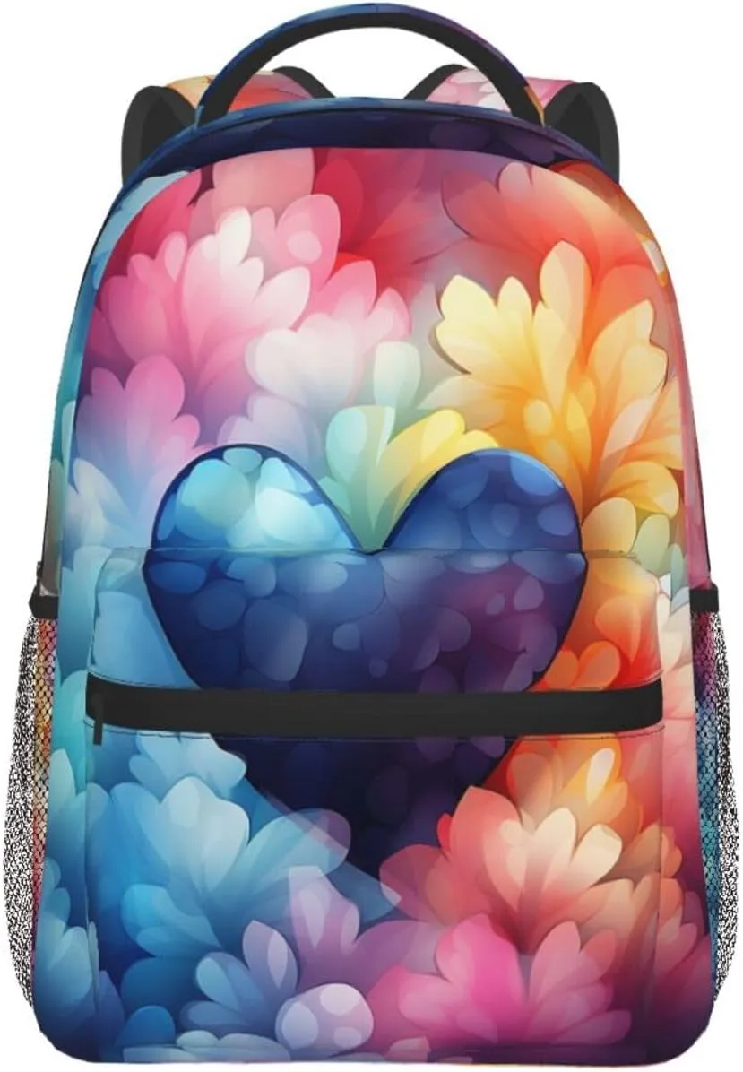 Laptop Backpack for Men Women Lightweight Travel Daypack Blue Love Heart Backpack Rucksack for Work