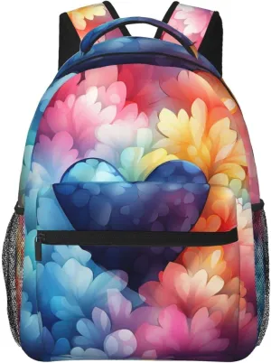 Laptop Backpack for Men Women Lightweight Travel Daypack Blue Love Heart Backpack Rucksack for Work
