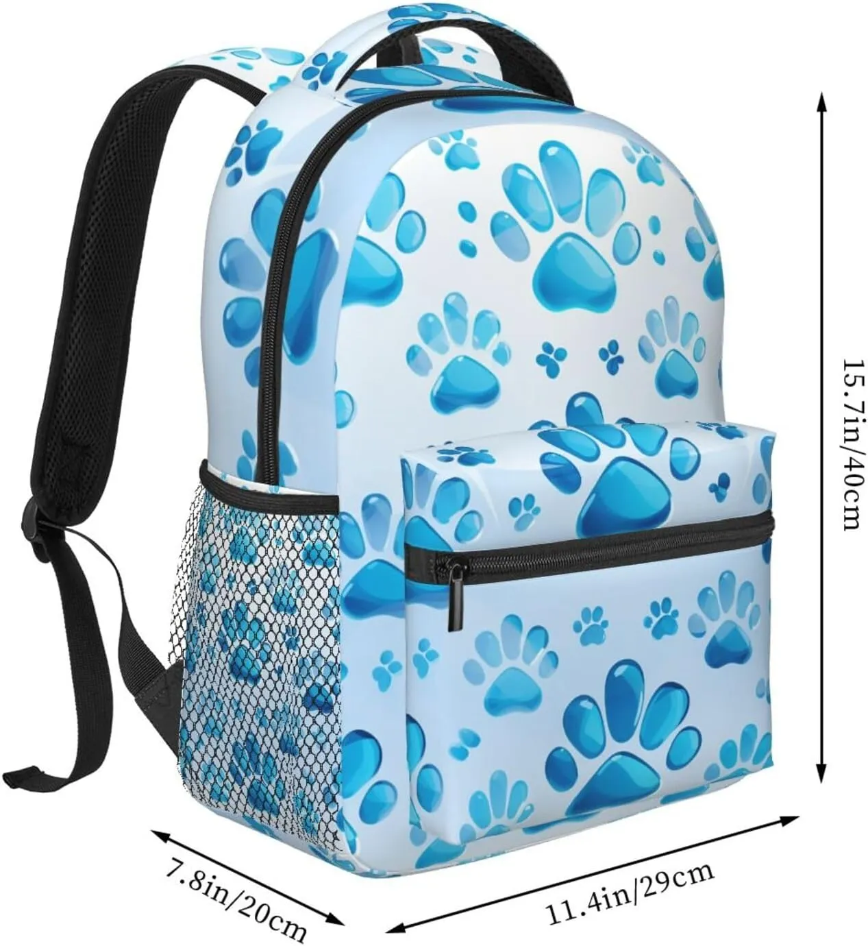 Laptop Backpack for Men Women Lightweight Travel Daypack Blue Paw Print Backpack Rucksack for Work
