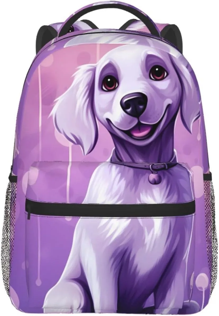 Laptop Backpack for Men Women Lightweight Travel Daypack Purple Dog Backpack Rucksack for Work