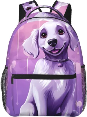 Laptop Backpack for Men Women Lightweight Travel Daypack Purple Dog Backpack Rucksack for Work