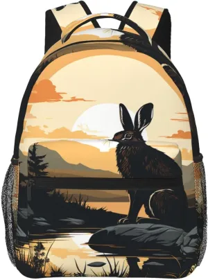 Laptop Backpack for Men Women Lightweight Travel Daypack Rabbit Silhouette Backpack Rucksack for Work