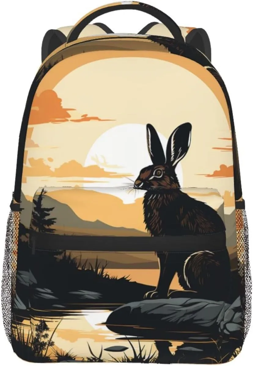 Laptop Backpack for Men Women Lightweight Travel Daypack Rabbit Silhouette Backpack Rucksack for Work