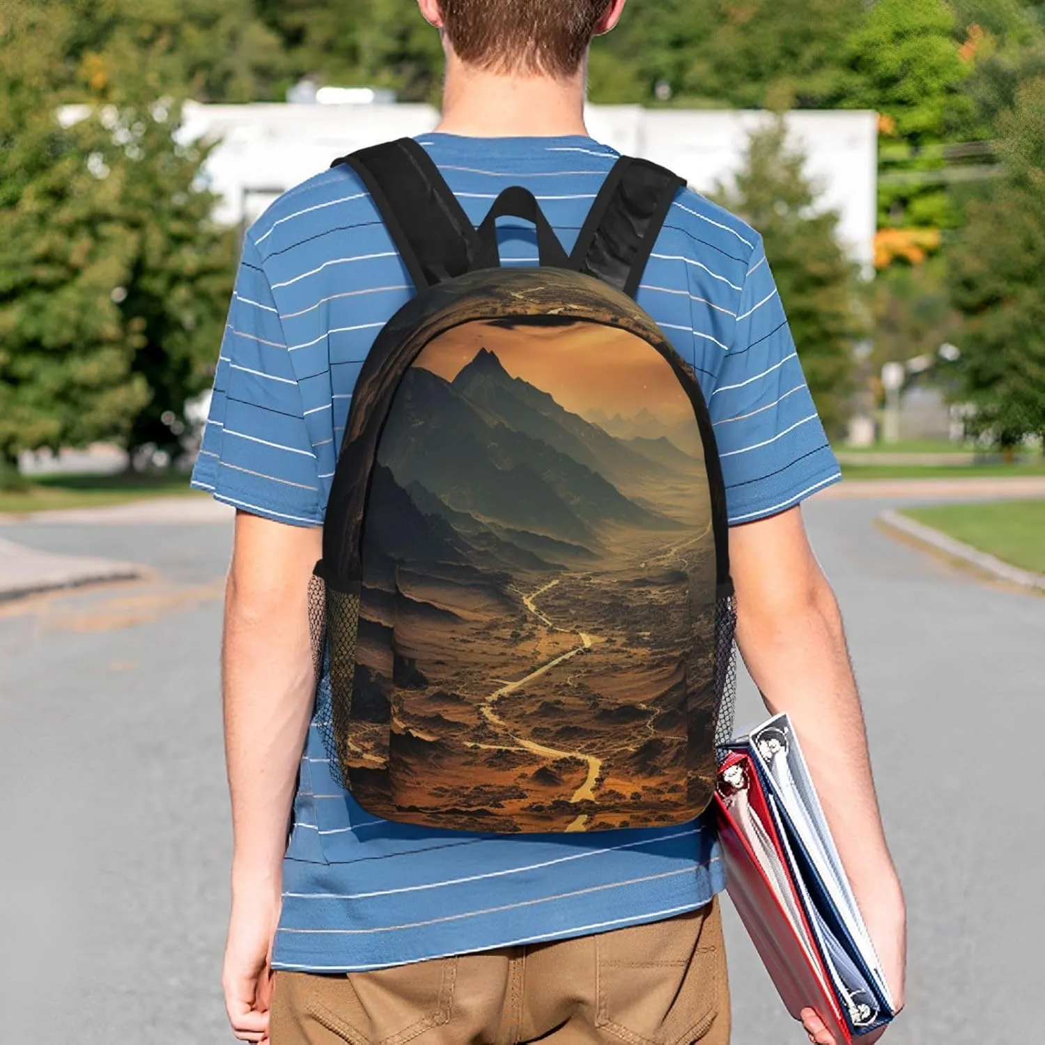 Laptop Backpack Lightweight Backpack for Men Women Daypack Brown and Black Mountain Laptop Bag Casual Backpack for Travel