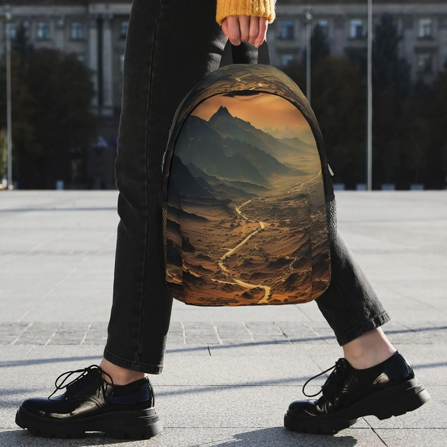 Laptop Backpack Lightweight Backpack for Men Women Daypack Brown and Black Mountain Laptop Bag Casual Backpack for Travel