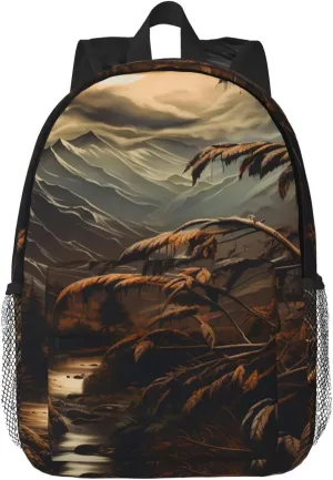 Laptop Backpack Lightweight Backpack for Men Women Daypack Brown vintage landscape Laptop Bag Casual Backpack for Travel