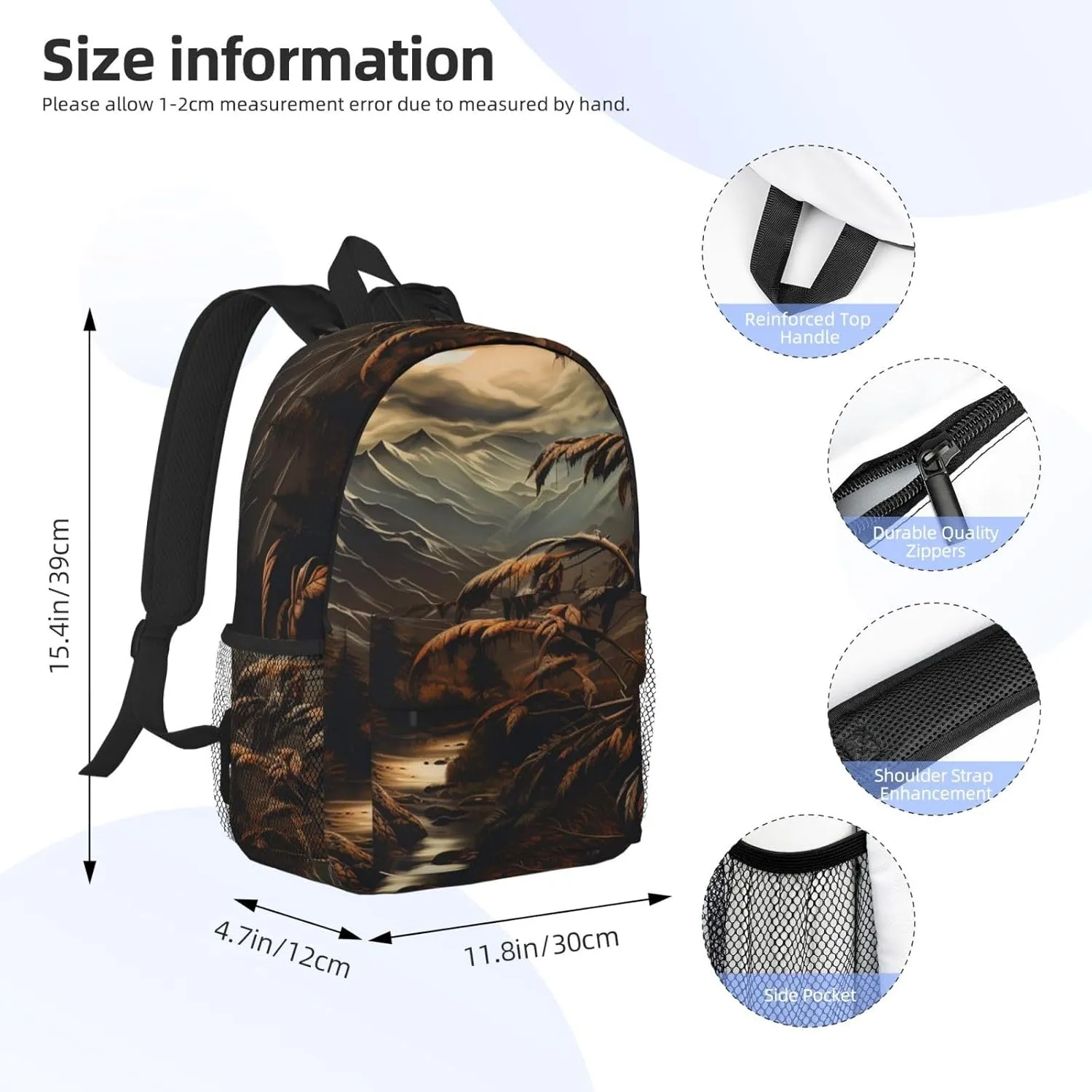 Laptop Backpack Lightweight Backpack for Men Women Daypack Brown vintage landscape Laptop Bag Casual Backpack for Travel