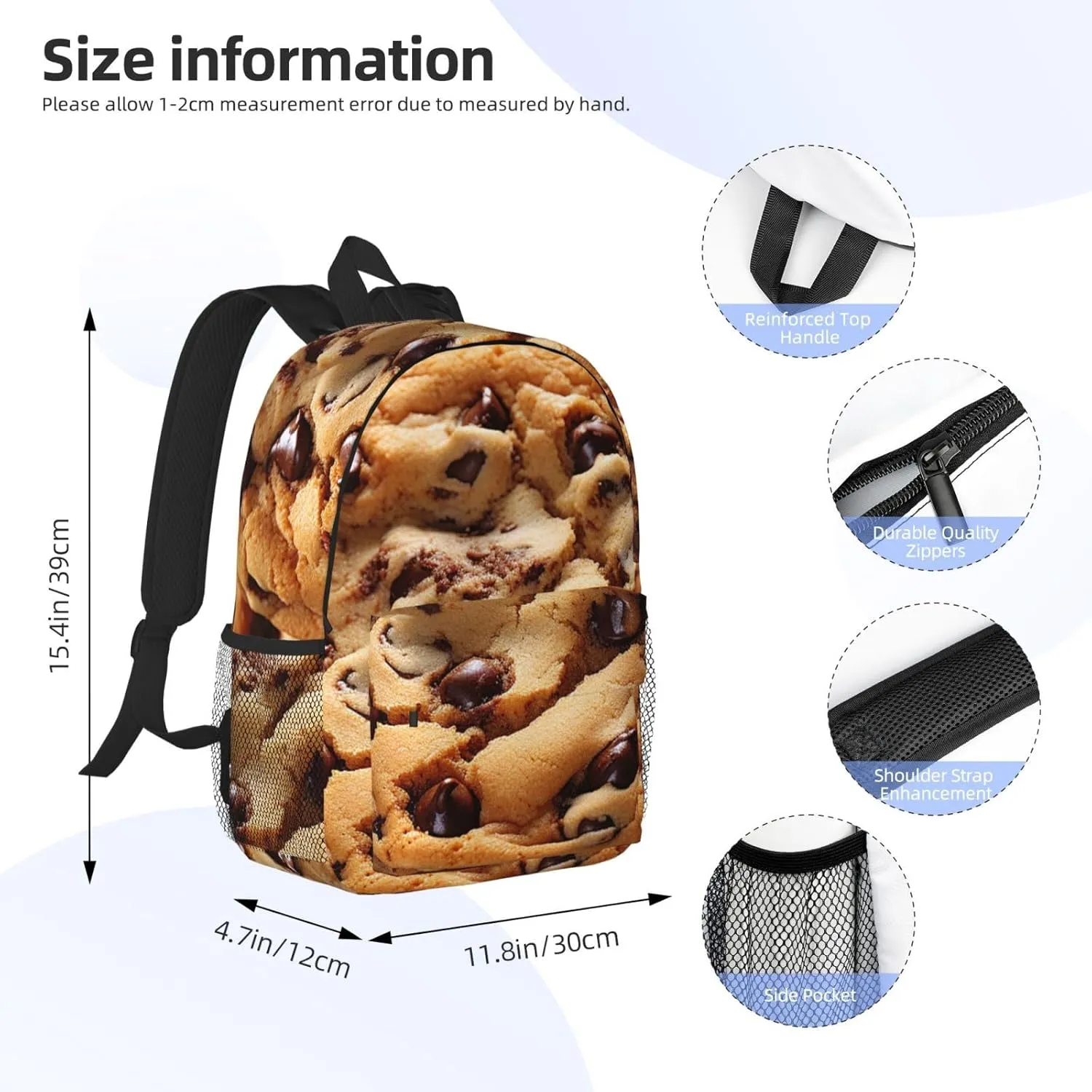 Laptop Backpack Lightweight Backpack for Men Women Daypack Chocolate Biscuit Laptop Bag Casual Backpack for Travel