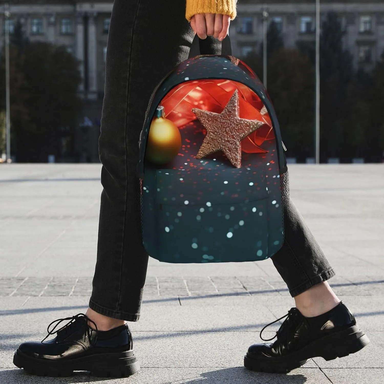 Laptop Backpack Lightweight Backpack for Men Women Daypack Christmas lights background Laptop Bag Casual Backpack for Travel