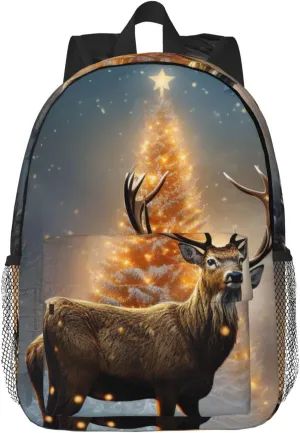 Laptop Backpack Lightweight Backpack for Men Women Daypack Christmas Tree and Deer Laptop Bag Casual Backpack for Travel