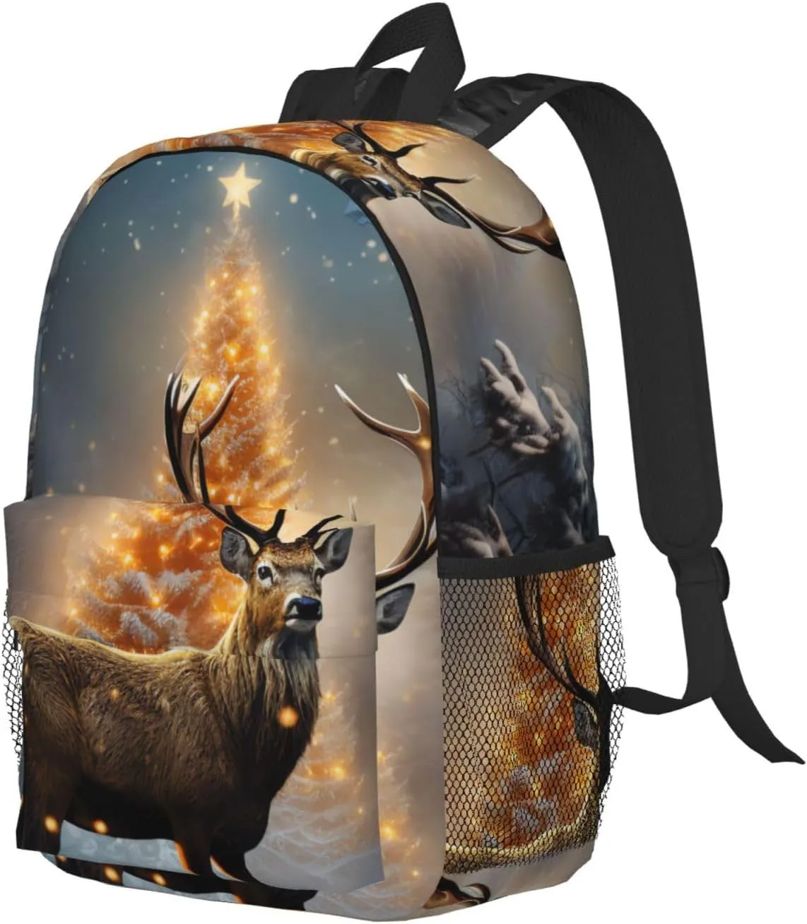 Laptop Backpack Lightweight Backpack for Men Women Daypack Christmas Tree and Deer Laptop Bag Casual Backpack for Travel