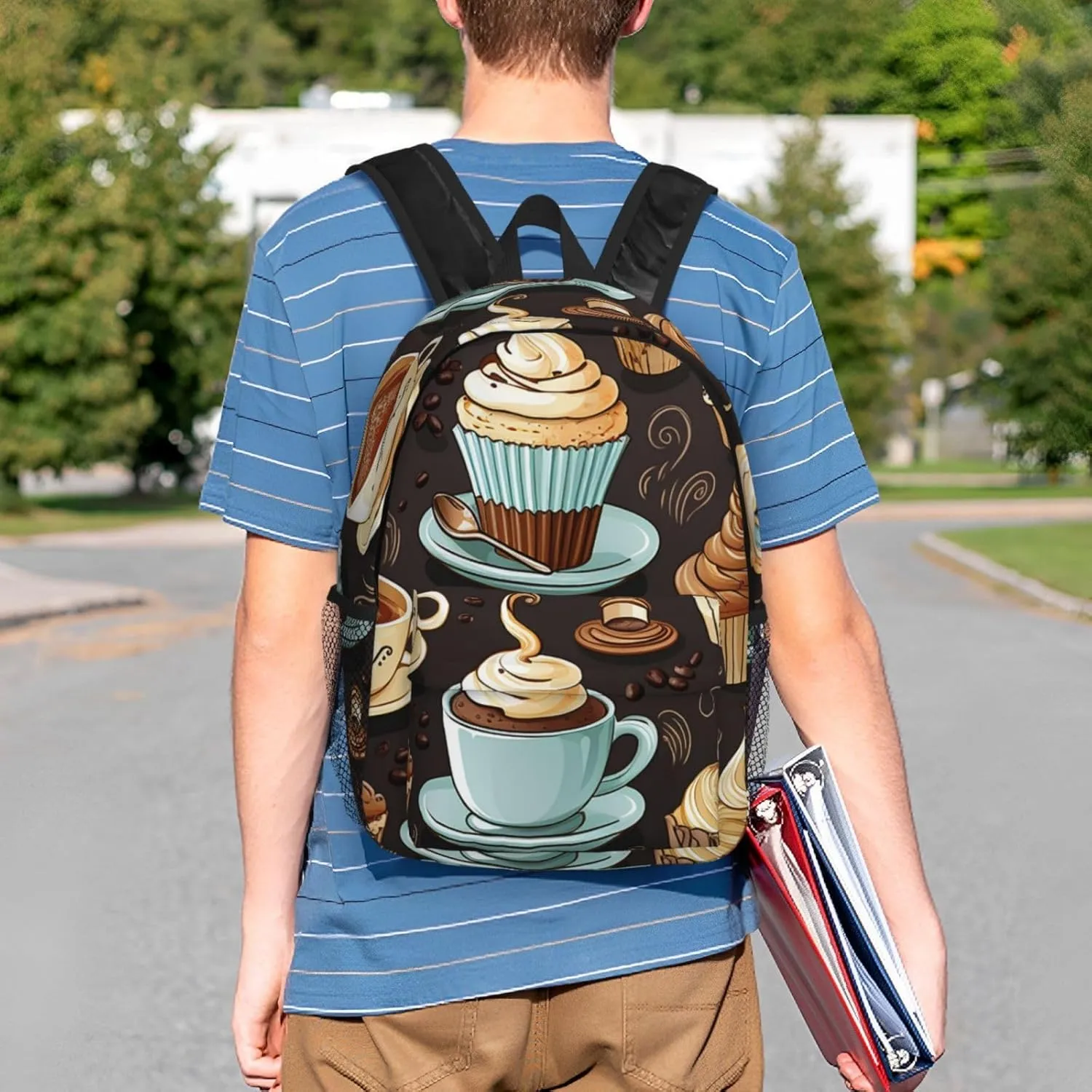 Laptop Backpack Lightweight Backpack for Men Women Daypack Coffee and Sweets Laptop Bag Casual Backpack for Travel