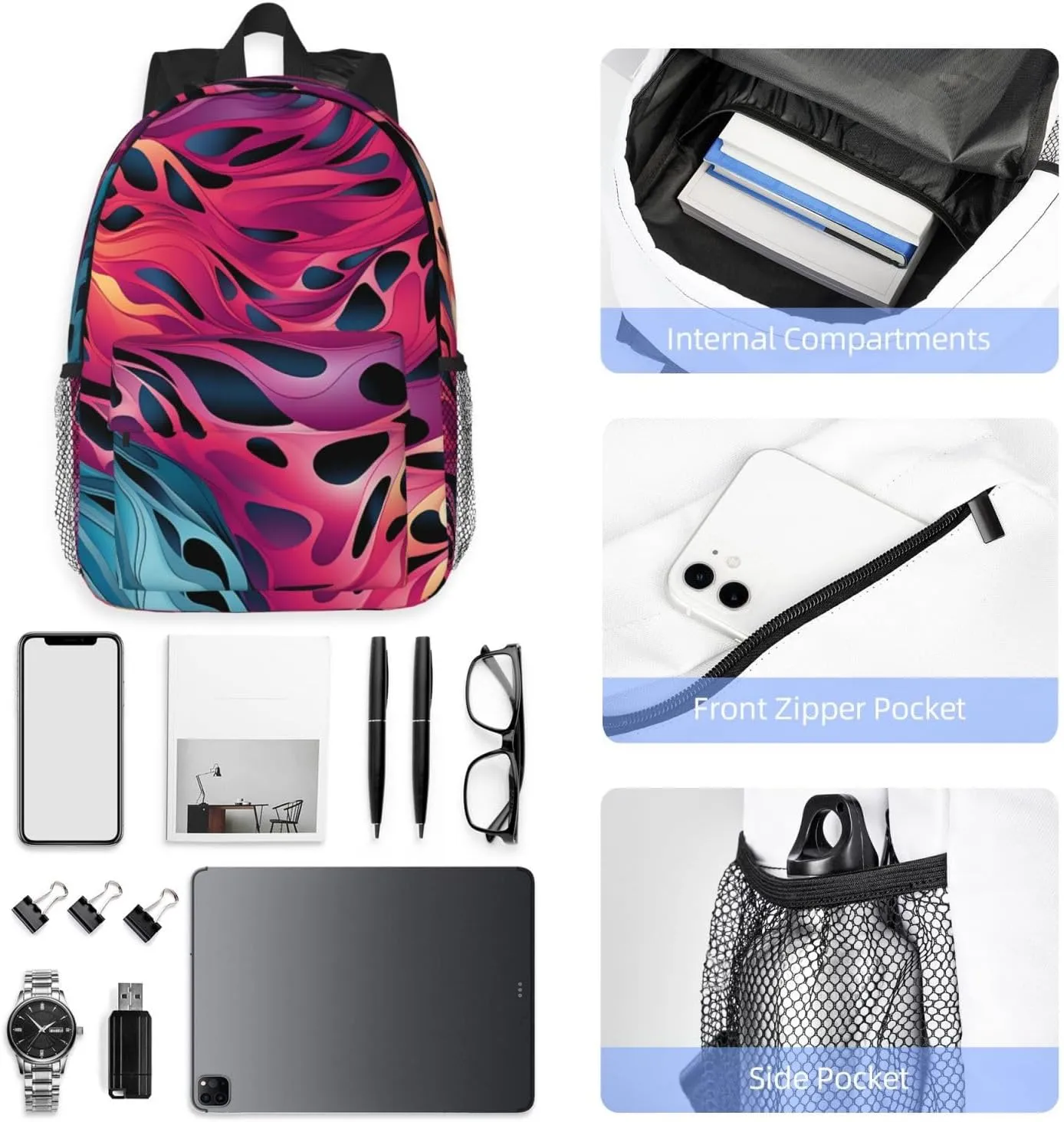 Laptop Backpack Lightweight Backpack for Men Women Daypack Colored leopard Laptop Bag Casual Backpack for Travel