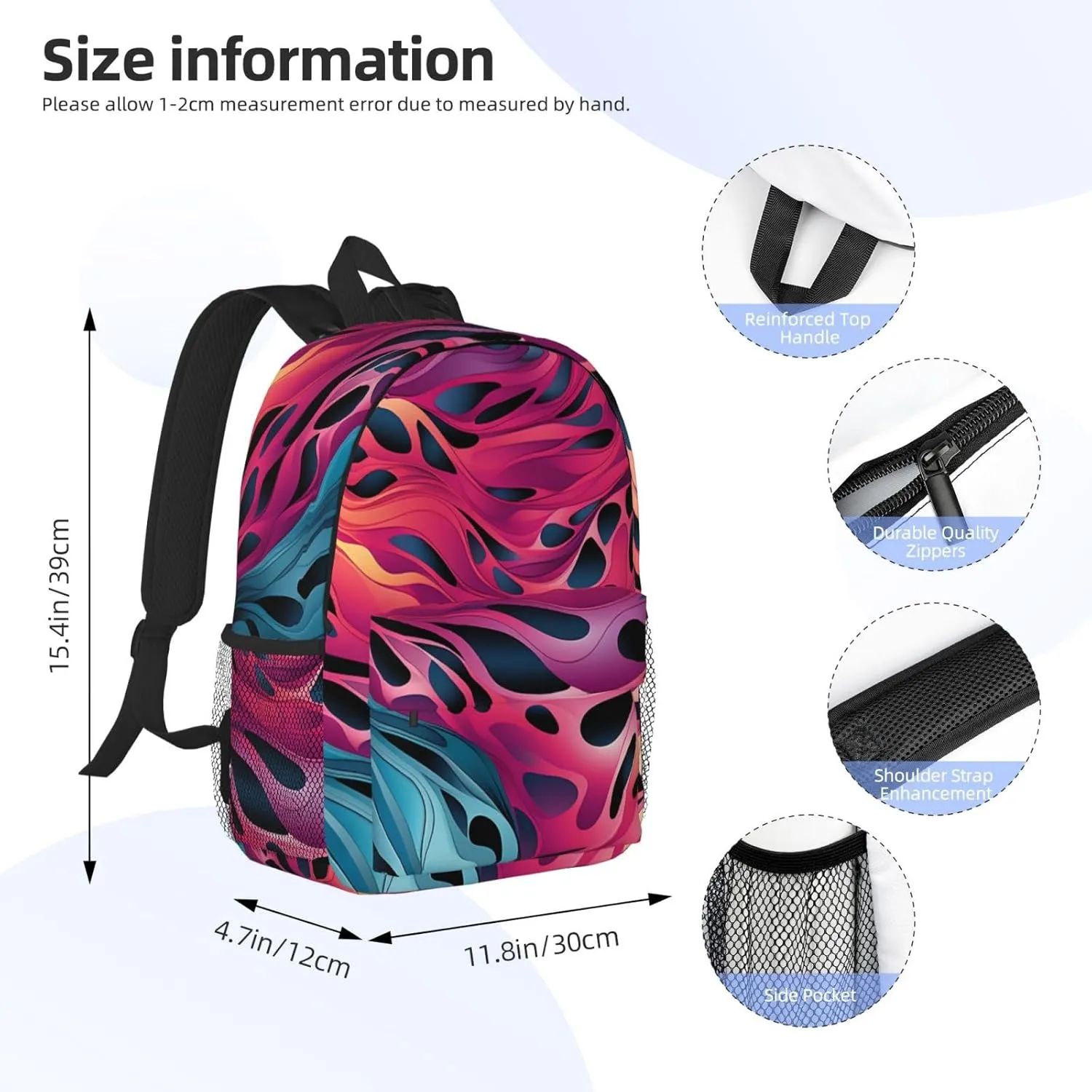 Laptop Backpack Lightweight Backpack for Men Women Daypack Colored leopard Laptop Bag Casual Backpack for Travel