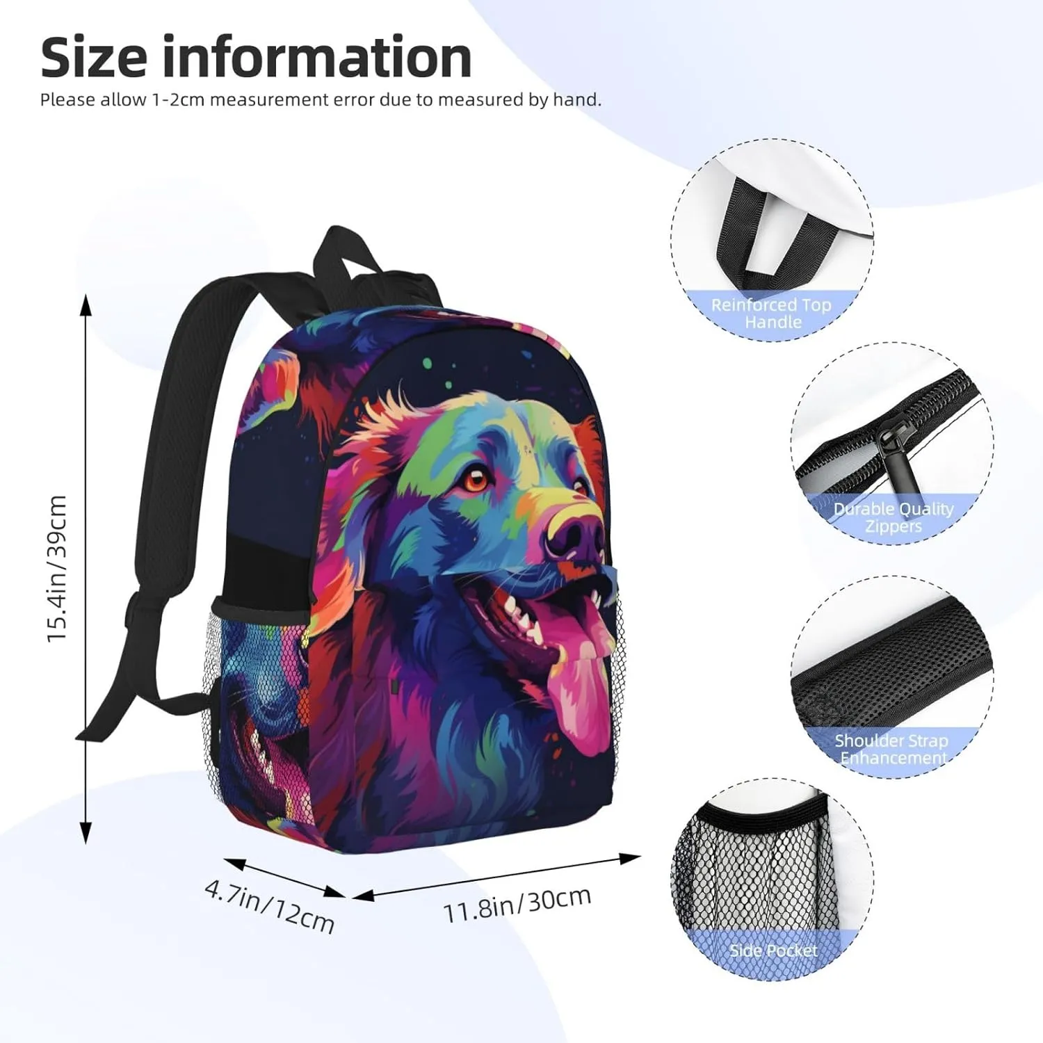 Laptop Backpack Lightweight Backpack for Men Women Daypack Colorful dog Laptop Bag Casual Backpack for Travel