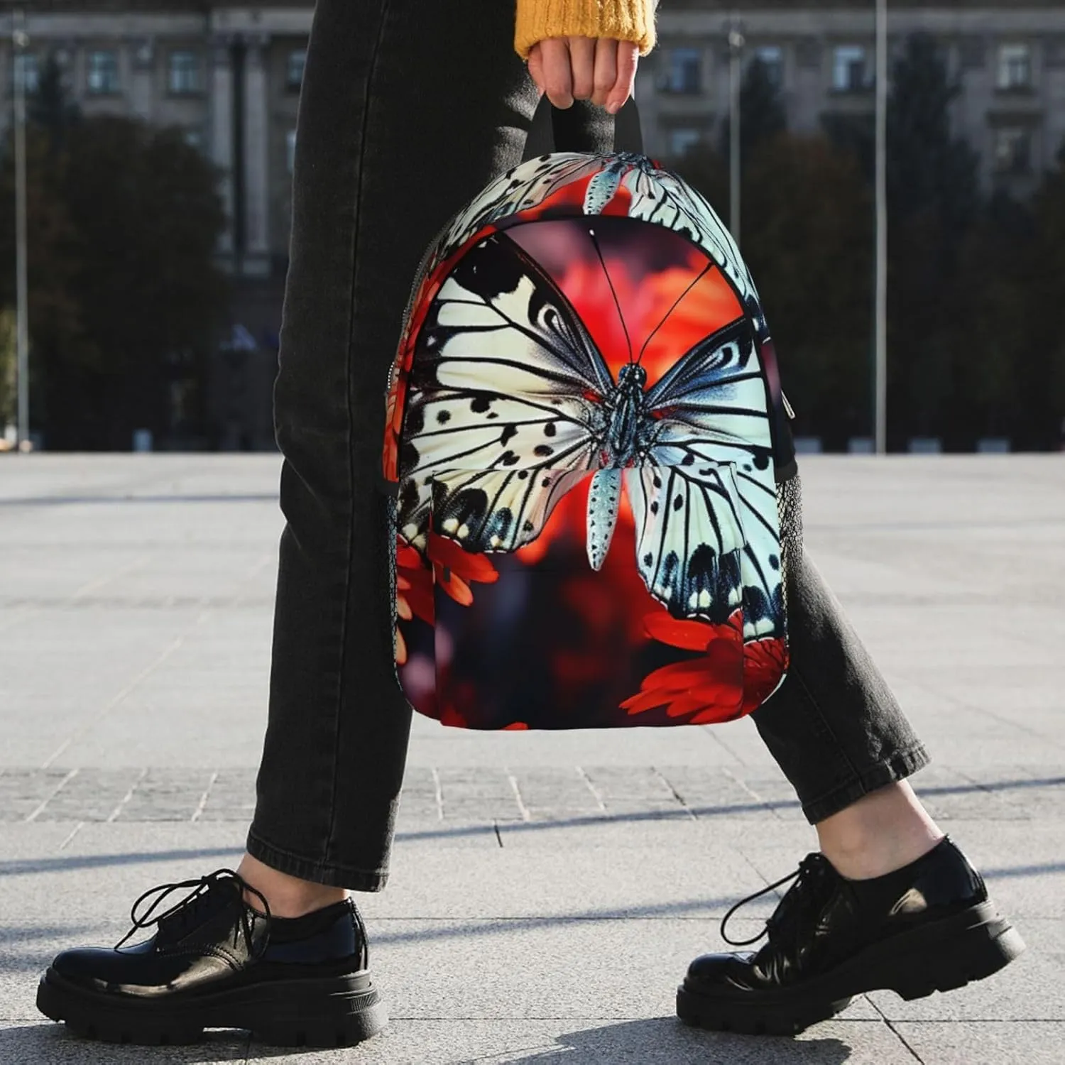 Laptop Backpack Lightweight Backpack for Men Women Daypack Colorful Flowers Butterflies Laptop Bag Casual Backpack for Travel