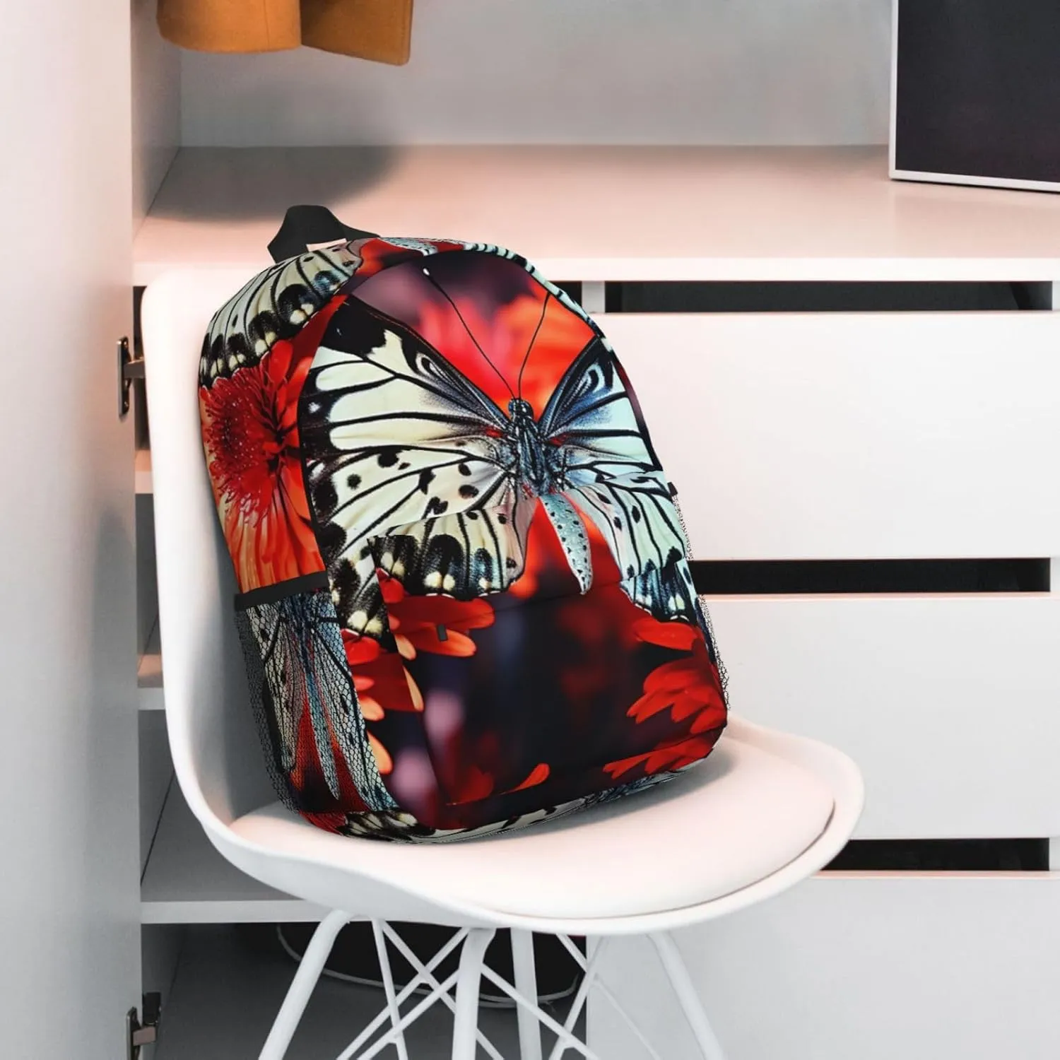 Laptop Backpack Lightweight Backpack for Men Women Daypack Colorful Flowers Butterflies Laptop Bag Casual Backpack for Travel