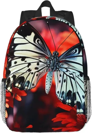 Laptop Backpack Lightweight Backpack for Men Women Daypack Colorful Flowers Butterflies Laptop Bag Casual Backpack for Travel