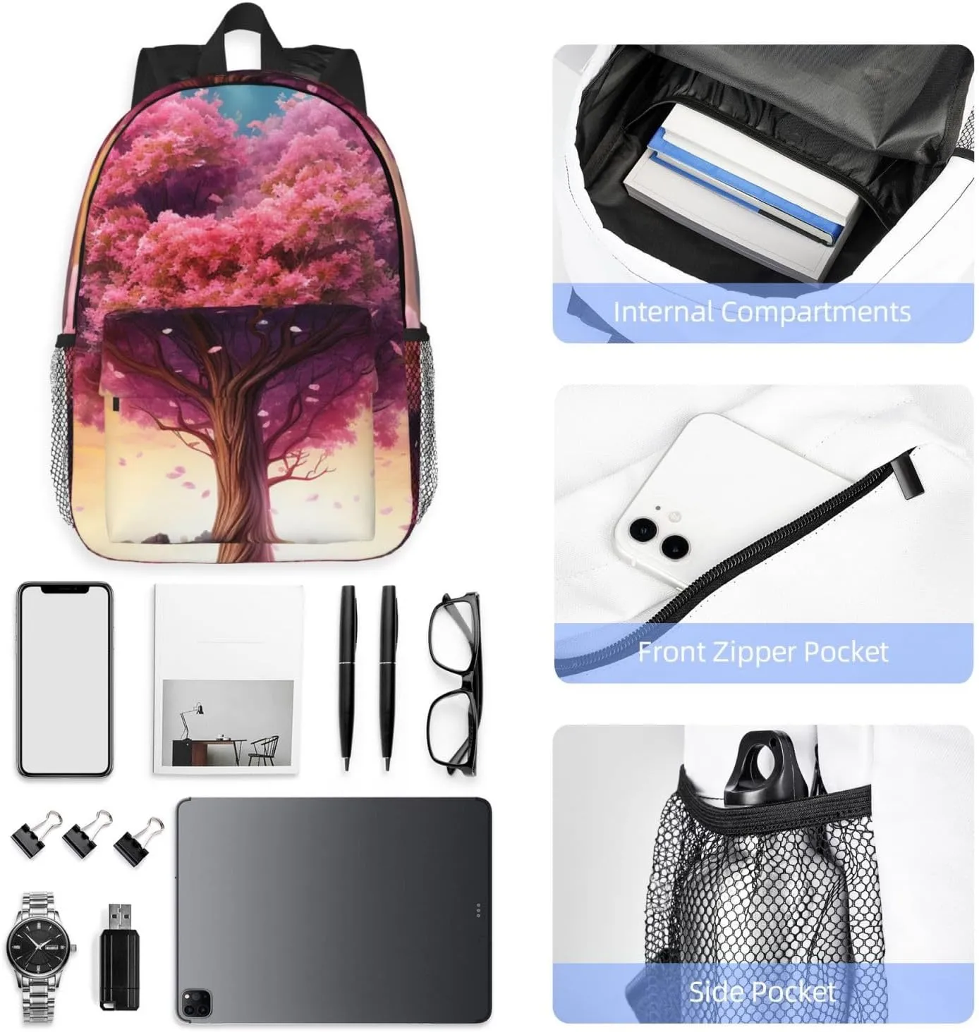 Laptop Backpack Lightweight Backpack for Men Women Daypack Colorful Heart Tree Laptop Bag Casual Backpack for Travel