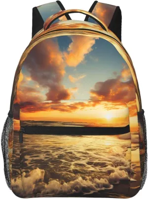 Laptop Backpack Lightweight Daypack for Men Women Colorful bicycle Backpack Laptop Bag for Travel Hiking, Cloudy Sunset Sky, One Size