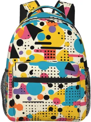 Laptop Backpack Lightweight Daypack for Men Women Colorful bicycle Backpack Laptop Bag for Travel Hiking, Colored Memphis, One Size