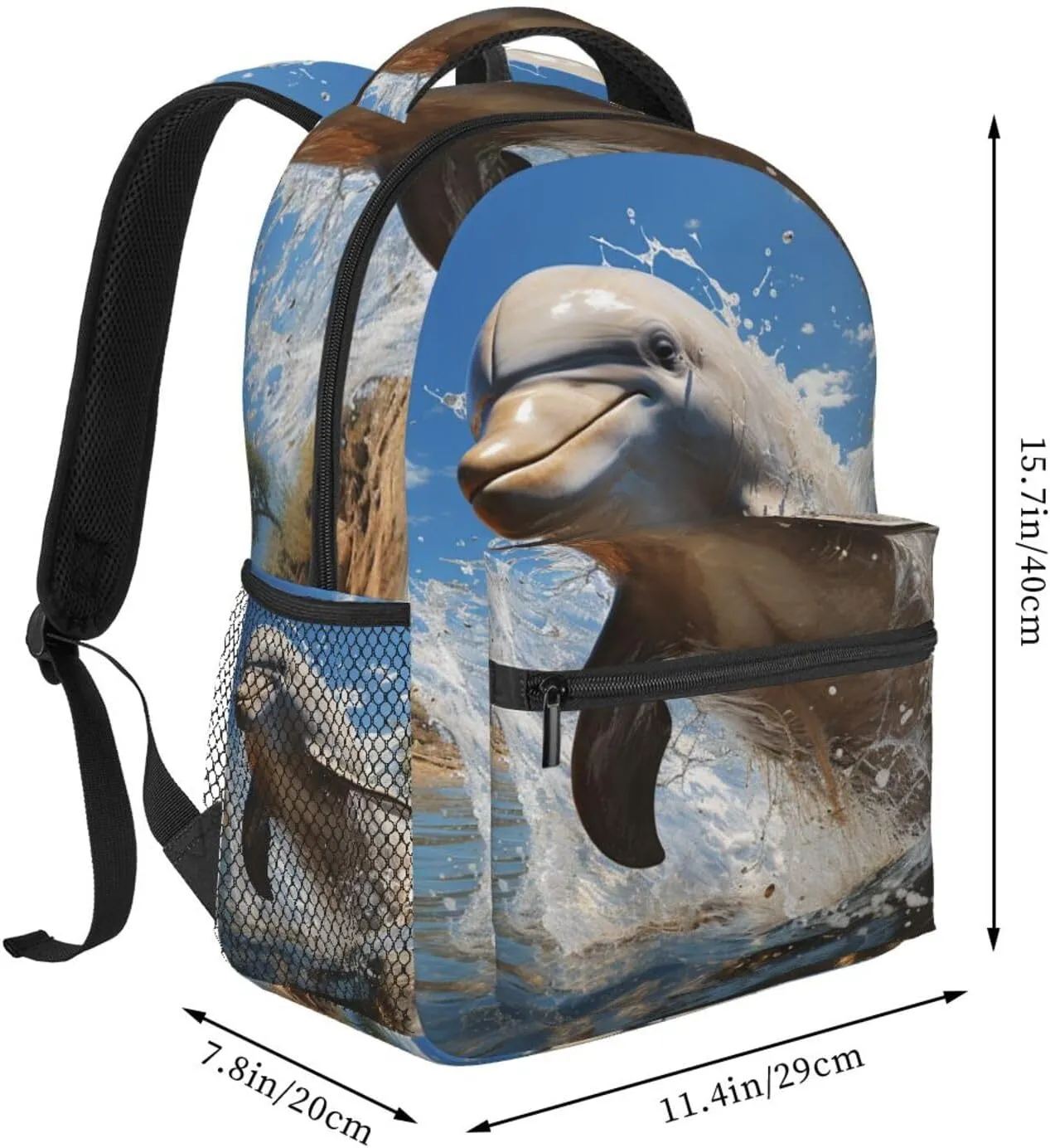 Laptop Backpack Lightweight Daypack for Men Women Tribal mask pattern Backpack Laptop Bag for Travel Hiking, There is a Dolphin Jumping, One Size