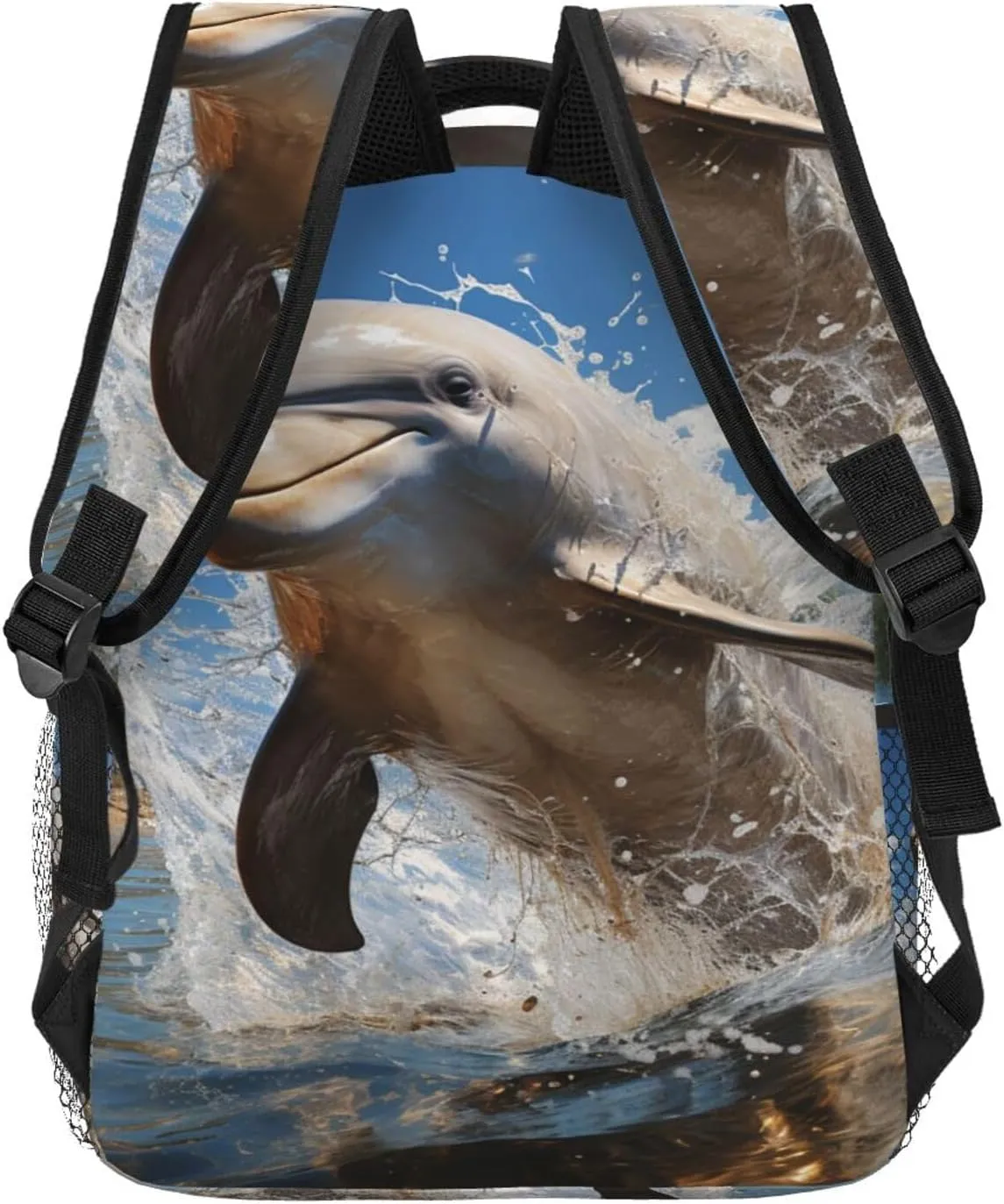 Laptop Backpack Lightweight Daypack for Men Women Tribal mask pattern Backpack Laptop Bag for Travel Hiking, There is a Dolphin Jumping, One Size