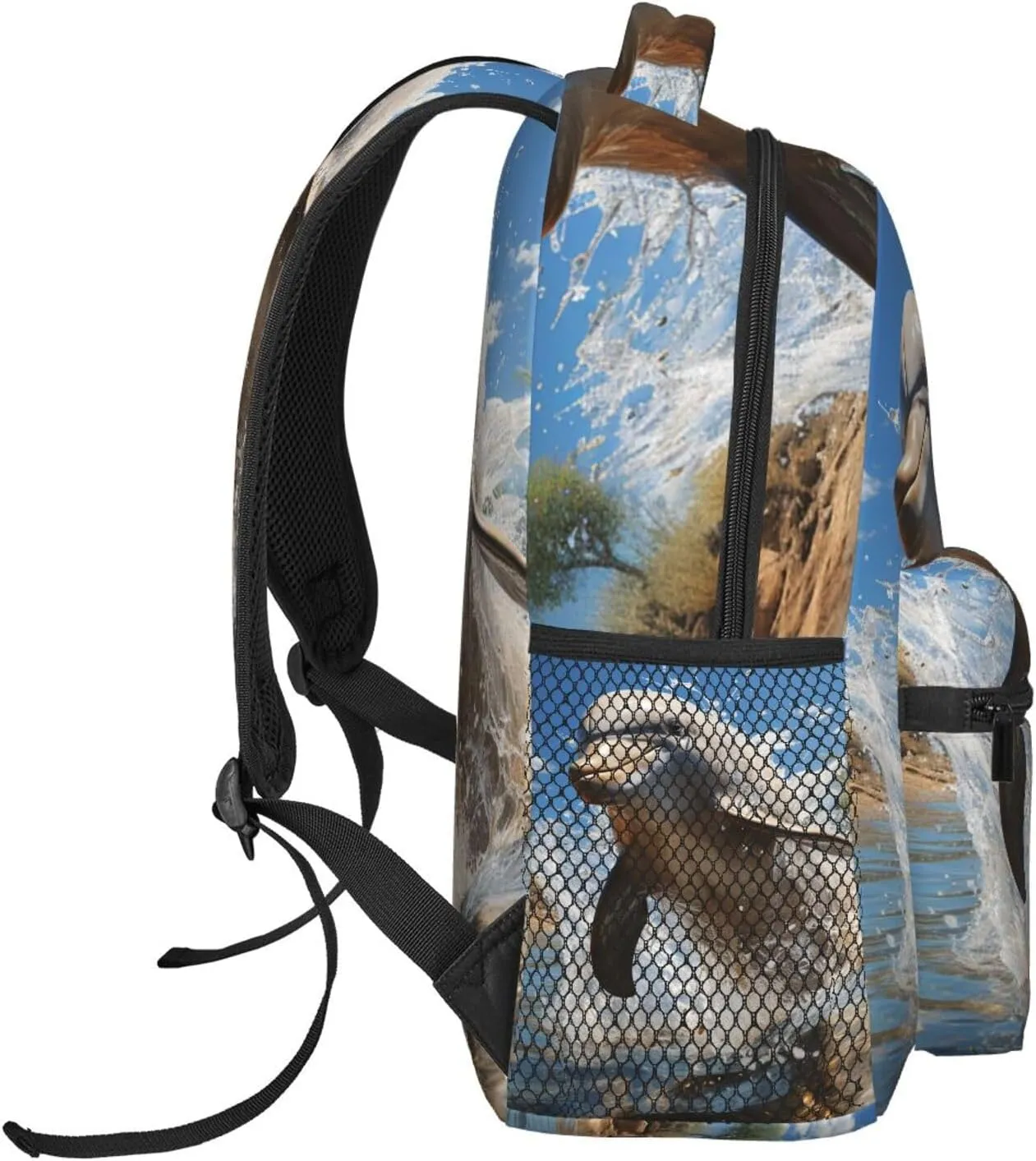 Laptop Backpack Lightweight Daypack for Men Women Tribal mask pattern Backpack Laptop Bag for Travel Hiking, There is a Dolphin Jumping, One Size
