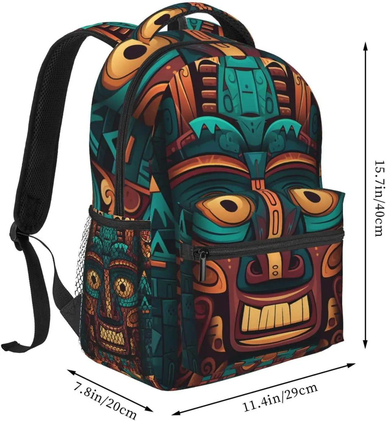 Laptop Backpack Lightweight Daypack for Men Women Tribal mask pattern Backpack Laptop Bag for Travel Hiking, Tribal Mask Pattern, One Size