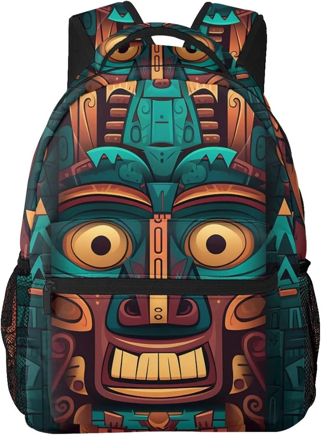 Laptop Backpack Lightweight Daypack for Men Women Tribal mask pattern Backpack Laptop Bag for Travel Hiking, Tribal Mask Pattern, One Size
