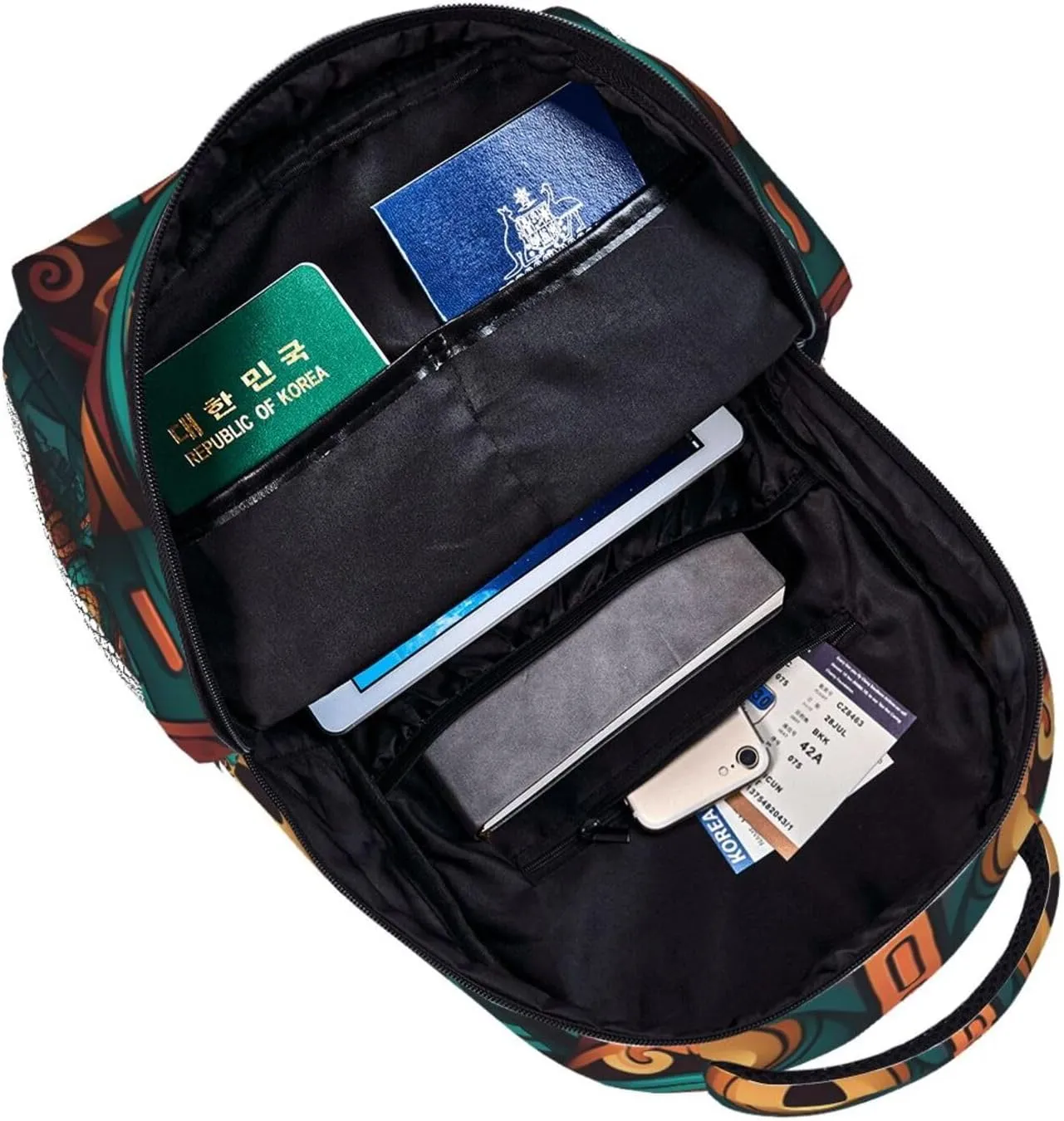 Laptop Backpack Lightweight Daypack for Men Women Tribal mask pattern Backpack Laptop Bag for Travel Hiking, Tribal Mask Pattern, One Size