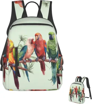 Laptop Backpack Lightweight Travel Backpack Colorful Parrots On Tree Computer Bag Hiking Daypack for Men Women