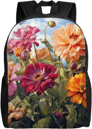 Laptop Backpack Lightweight Travel Backpack Colorful Spring Summer Flower Computer Bag Hiking Daypack for Men Women