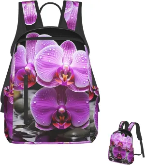 Laptop Backpack Lightweight Travel Backpack Purple Orchid Computer Bag Hiking Daypack for Men Women