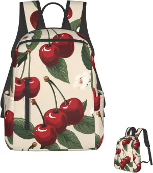 Laptop Backpack Lightweight Travel Backpack Red Cherry Pattern Computer Bag Hiking Daypack for Men Women