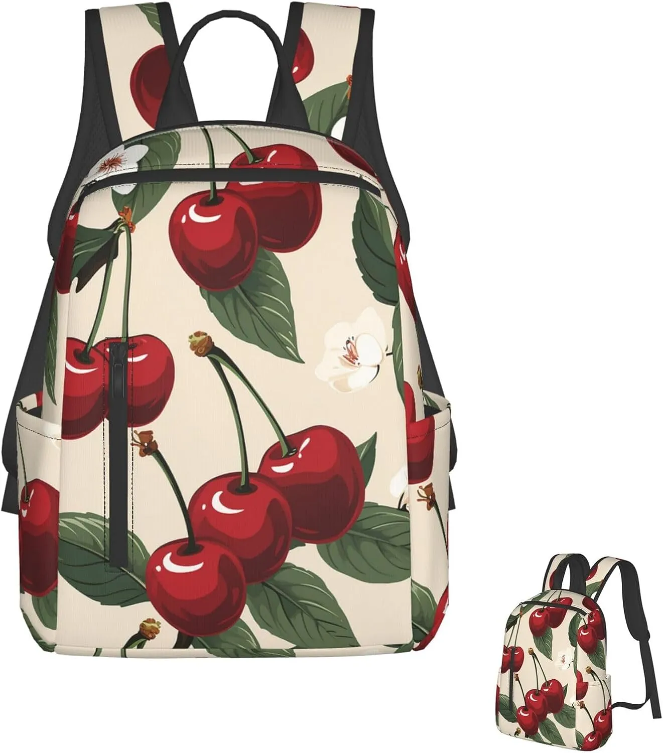 Laptop Backpack Lightweight Travel Backpack Red Cherry Pattern Computer Bag Hiking Daypack for Men Women