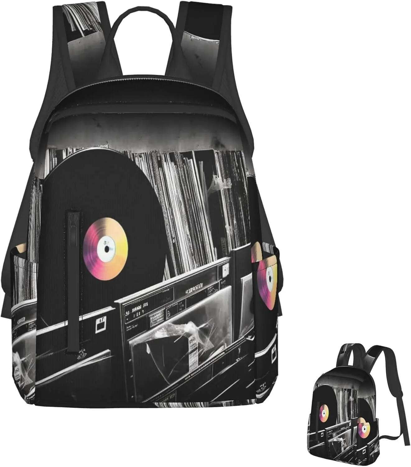 Laptop Backpack Lightweight Travel Backpack Vinyl Records Computer Bag Hiking Daypack for Men Women