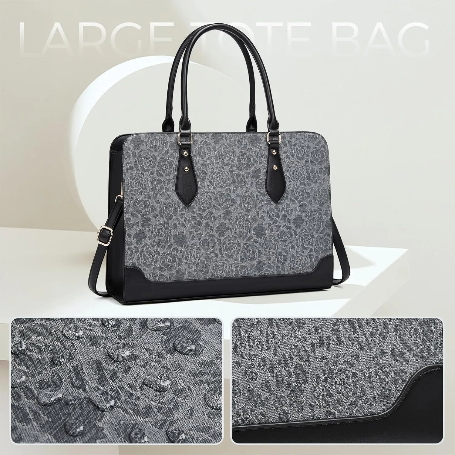 Laptop Bag for Women 15.6 Inch Work Tote Bag for Women,Leather Computer Bags Waterproof Tote Professional Briefcase,Large Capacity Business Office Bag for Work