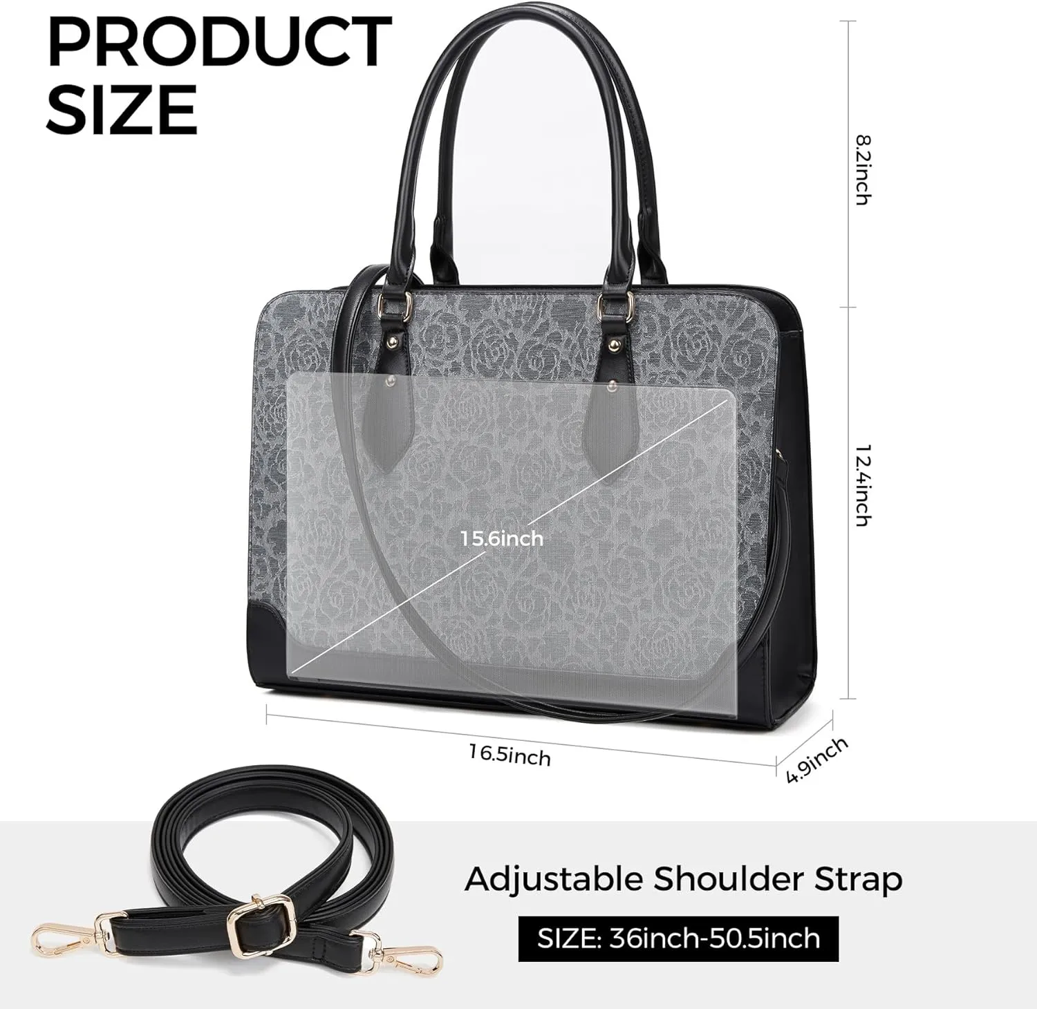 Laptop Bag for Women 15.6 Inch Work Tote Bag for Women,Leather Computer Bags Waterproof Tote Professional Briefcase,Large Capacity Business Office Bag for Work