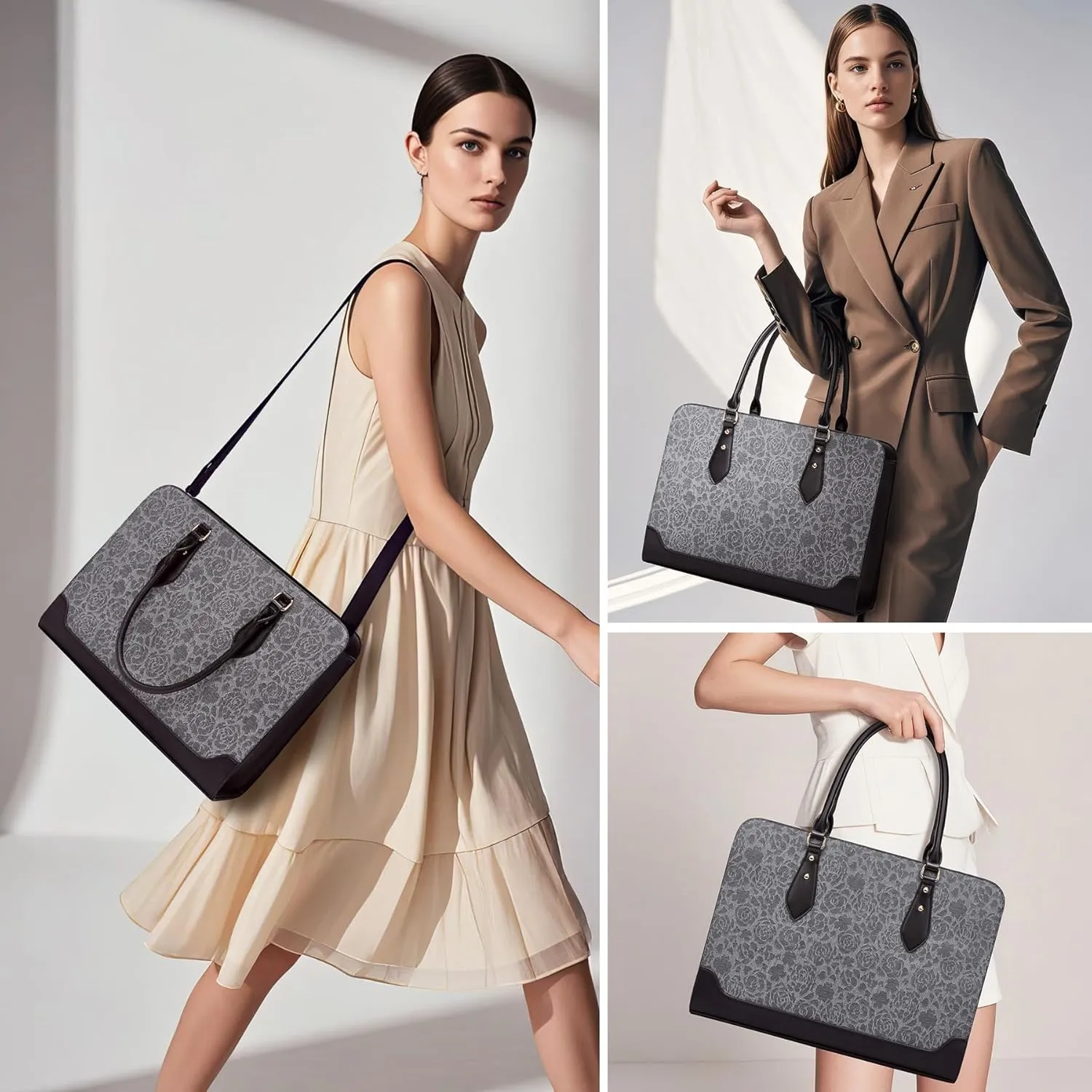 Laptop Bag for Women 15.6 Inch Work Tote Bag for Women,Leather Computer Bags Waterproof Tote Professional Briefcase,Large Capacity Business Office Bag for Work