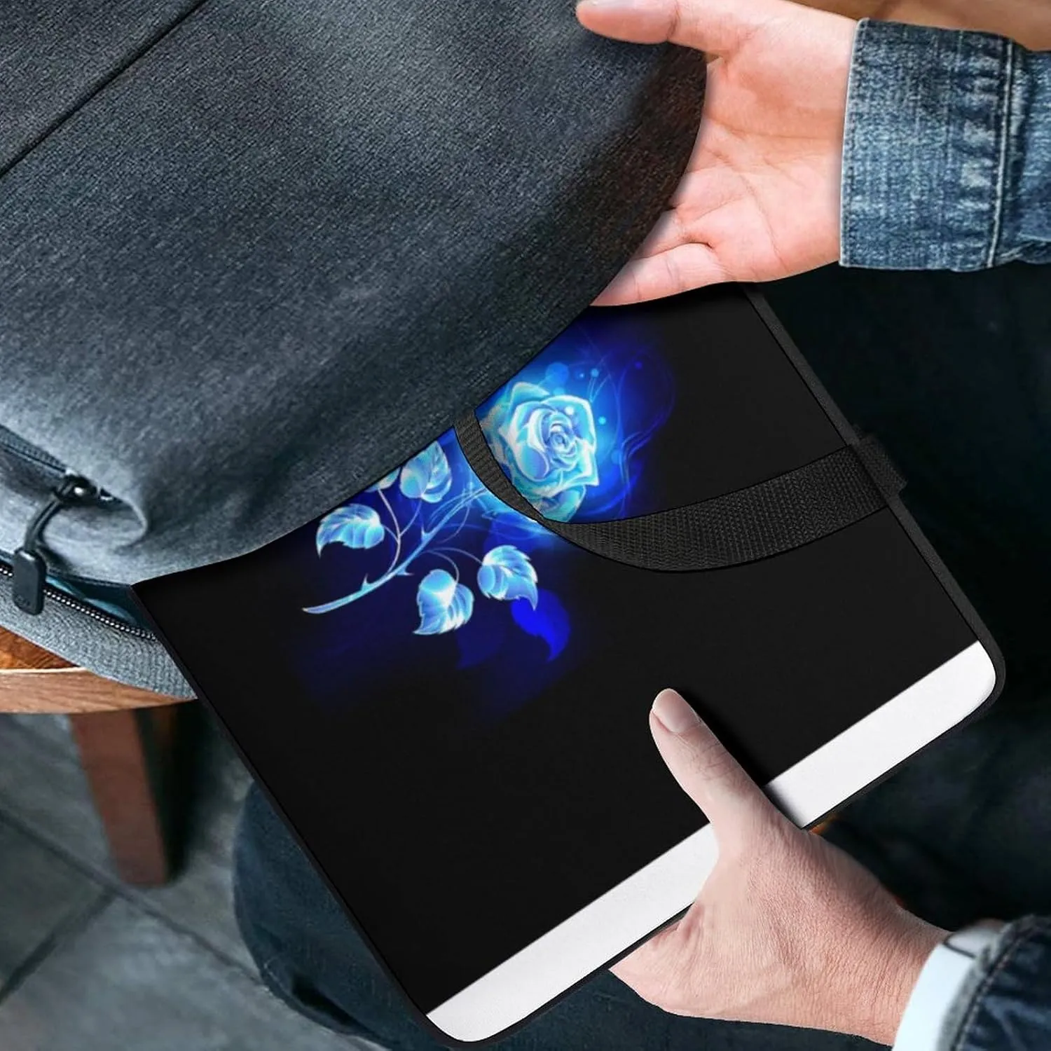 Laptop Case Sleeve Blue Fire Rose Handle Bag Shockproof Stylish Travel Computer Cover Carrying Briefcase