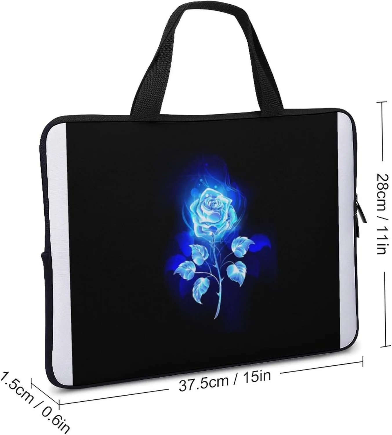 Laptop Case Sleeve Blue Fire Rose Handle Bag Shockproof Stylish Travel Computer Cover Carrying Briefcase