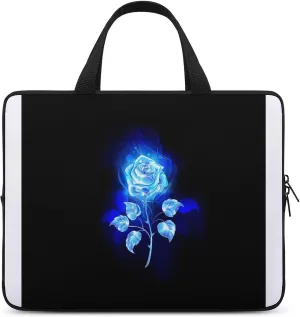 Laptop Case Sleeve Blue Fire Rose Handle Bag Shockproof Stylish Travel Computer Cover Carrying Briefcase