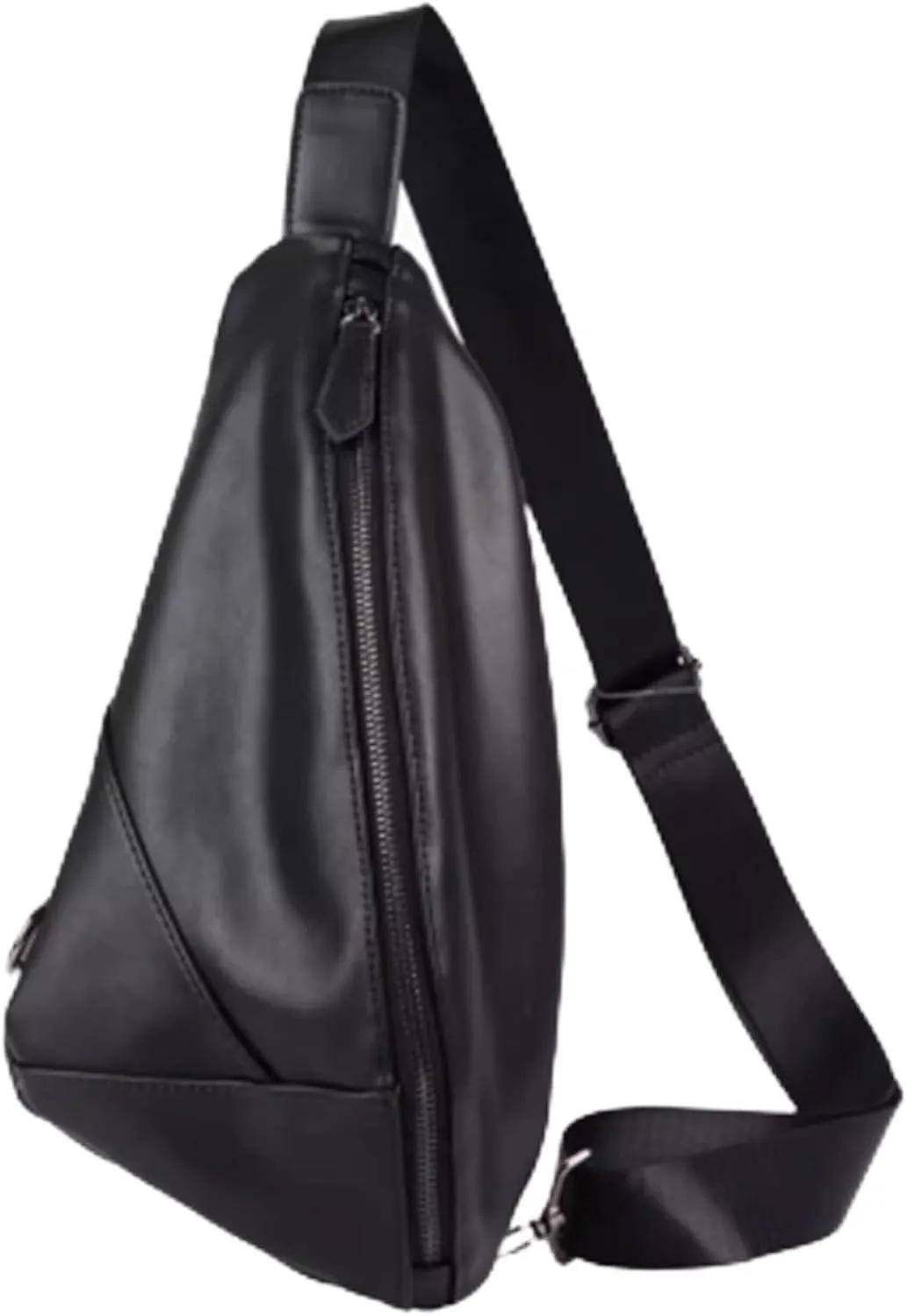 Large Lightweight Casual Bags, leathers, Water Resistant, Men Running Waist Packs, leathers, Chest Bag with Zipper and Pockets, for Workout Sports(Black)