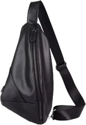 Large Lightweight Casual Bags, leathers, Water Resistant, Men Running Waist Packs, leathers, Chest Bag with Zipper and Pockets, for Workout Sports(Black)